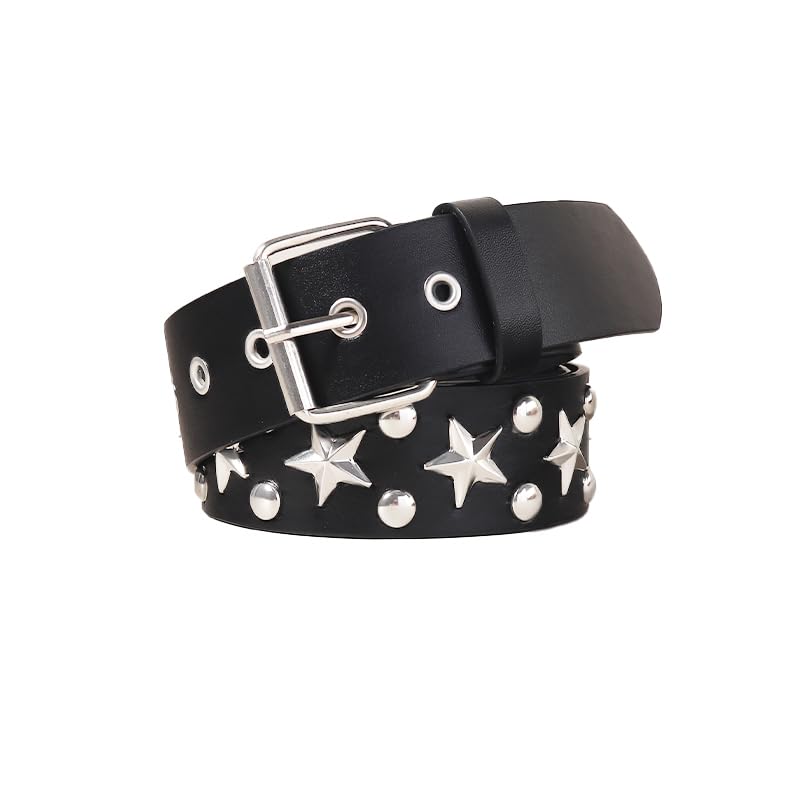 Studded Belts Women Y2K Belt Star Belts Black Girl Ladies Spike Stud Punk Belt for Dresses Jeans2