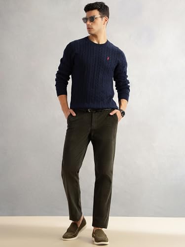 Image of Thomas Scott Men's | Regular Fit | Long Sleeves | Round Neck | Self Design | 100% Cotton | Knitted | Pullover | Sweater