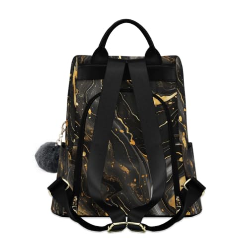 Image of ALAZA Luxury Black & Gold Marble Backpack Purse for Women Anti Theft Fashion Back Pack Shoulder Bag
