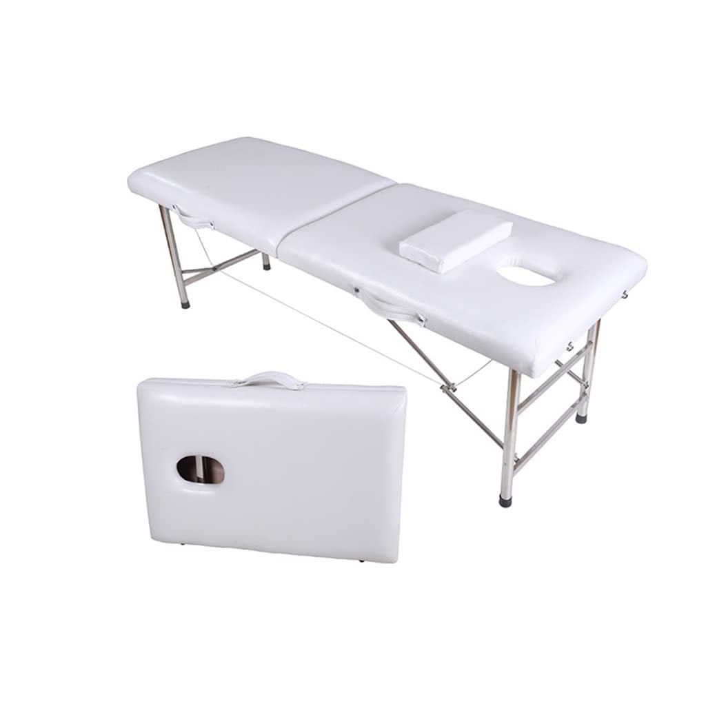 Lettino da Massaggio Pieghevole, Lettino da Massaggio Portatile con Spugna Altamente Elastica e Pelle Ispessita, per Spa, Salone, Clinica, Negozio di Ciglia(White