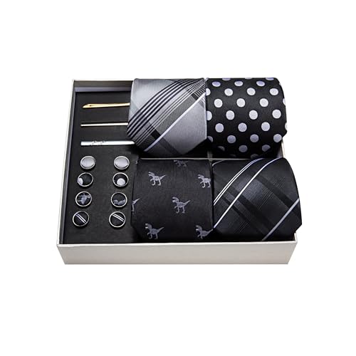 Image of Barry.Wang Designer Mens Tie Sets Collection, Eleagnt Gift Box Tie Clips Handkerchief Cufflink Set