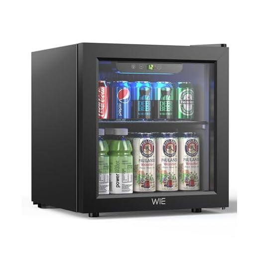 WIE Klein Kühlschrank mit Glastür, Getränkekühlschrank, 36L Kühlschrank Getränke für 55 Dosen, Kühlschrank mit LED, Mini Kühlschrank LED für Büro, Zimmer, Bar, Geräuscharm