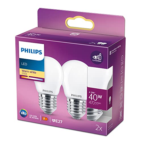 Philips Ampoule LED standard E27 4,3W-40W blanc chaud - L'unité