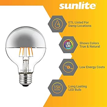 Amazon.com: Sunlite 80494 LED G25 (G80) Edison Half Chrome ...