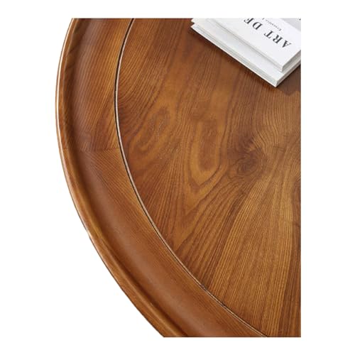 Image of Rattan Coffee Table - Cane Center Table with Shelf for Storage - Bohemian Solid Mango Wood Coffee Table for Office and Living Room - Round, 32 inch x 32 inch x 16.5 inch, Honey Finish