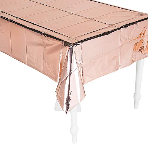 Fun Express Shiny Metallic Rose Gold Tablecloth