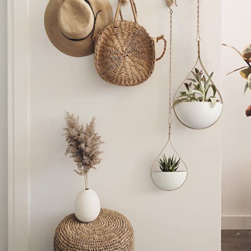 Hajia 2 Pack Waterdrop Shaped Boho Hanging Planter, Metal Plant Hanger For Indoor And Outdoor Plants, Beige Hanging Plant Holder For Wall And Ceiling Decor.(No Plants Or Drainage Holes) #TOP5