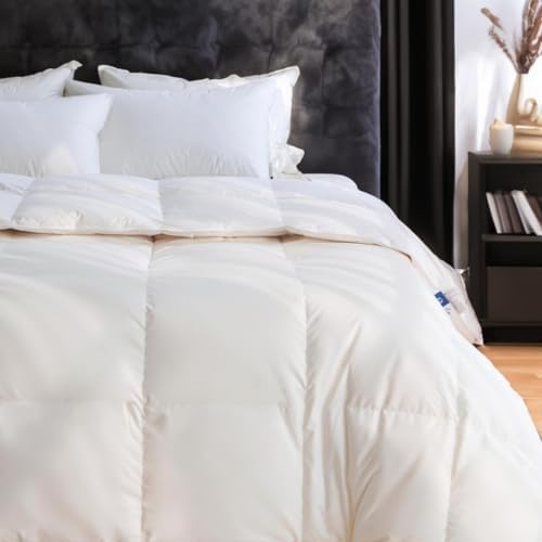Royal Elite Goose Down Comforter Twin Size- Made in Canada White Goose Down Feather Duvet Insert- Lightweight&Warm-100% Oeko Tex Cotton Shell- Soft Fluffy Luxury Comforter(66"*88") - Thumbnail 2
