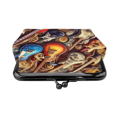 Pu Leather Buckle Coin Purse Abstract-Electric-Guitars Girls Kiss-Lock Change Purse Wallets2