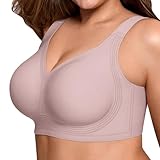 BHS FÜR DAMEN, STÜTZENDER BÜGELLOSER BH, VOLLE ABDECKUNG, KEINE UNTERWÄSCHE, ÜBERGRÖSSE, FÜR ÄLTERE FRAUEN MILCHAUFFANGSCHALEN STILLEN (LIGHT PINK, XXL)