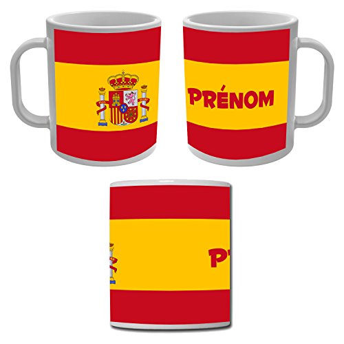 YONACREA - Mug Tasse - drapeau Espagne avec prénom personnalisé