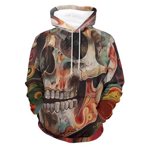 Sweat à capuche crâne floral pour homme et femme taille S