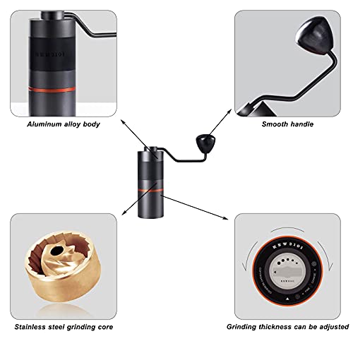 DXDUI Mini Hand Kaffeemühle Edelstahl Tragbare Espresso-Bohnenschleifer Mit Edelstahl-Ventilkern Und Langem Griff Für… – Bild 8