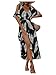Verdusa Women's Summer Vacation Beach Dress Hawaiian Maxi Dresses Tropical Cold Shoulder Sundress Black and White Medium
