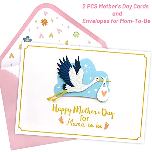 Ceiba Tree Mother's Day Cards For Mother-To-Be Pregnant Woman First Mothers Day Great Mother Gifts With Envelopes 2 Pcs Layered Cloud Stork Cutting #TOP4