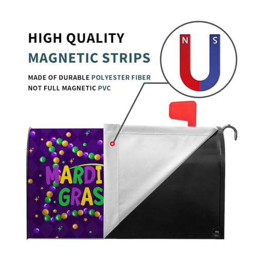 Image of Mardi Gras Mailbox Covers Magnetic Mardi Gras Purple and Red Mailbox Cover Standard Size 18 X 21 Inch Spring Holiday Carnival Festival Wrap Post Letter Box Decorative for Outdoor Home Garden Yard