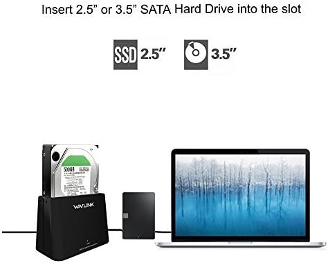 Wavlink USB 3.0 to SATA External Hard Drive Docking Station for 2.5 / 3.5 Inch SATA I/ II/ III HDD SSD , Support 8TB and UASP, Tool-Free- Black