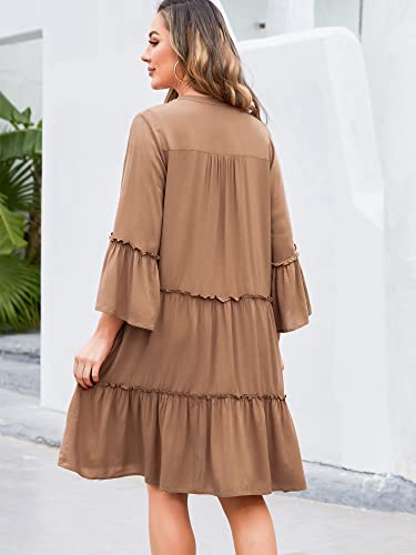 Women Summer Beach Dress Swimwear Button V Neck Loose Swimsuit Flowy Swing Shift Dresses3