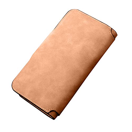 Women's RFID Blocking Wallet, Large Capacity Bifold PU Leather Phone Card Holder Organizer Snap Wallet with Zipper Pocket for Girls, Travel Purse, Brown, 9cm x 2cm x 19cm2