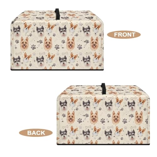 Image of Microwave Dust Cover Oil-Proof Countertop Convection Oven Cover Protective Smart Oven Protector for Kitchen Decor, L, Yorkshire Terrier Schnauzer Dog Puppy Paw Bone Beige