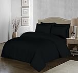 100% Egyptian Cotton Duvet Cover Set |200 Thread Count Plain Dyed Duvet Quilt Cover Set With Free Pillowcases| Non-Iron Easycare Bedding Set - Single Double King Super King Sizes (Black, Super King)