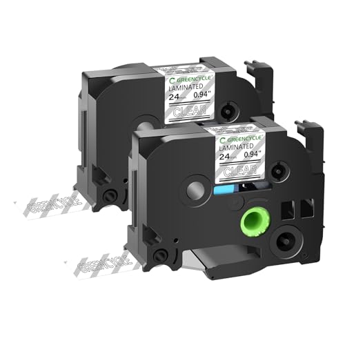 GREENCYCLE TZe-155 White on Clear Label Tape Compatible for Brother P-Touch Label Maker TZe TZ Tape TZe-155 TZ-155 24mm 0.94 Laminated Clear for PT-D600 D610BT P700 P750W, 2 Pack