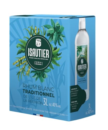 Isautier - Rhum Blanc traditionnel de l'Ile de la Réunion - 40° - Bag-in-Box (1 x 3L)