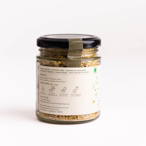 Image of Himalayan Haat Full Bloom Chamomile Flowers - Caffeine-Free Chamomile Tea | Reduces Anxiety, Promotes Sleep & Immunity | Soothes Muscle Pain & Menstrual Cramps | 30g