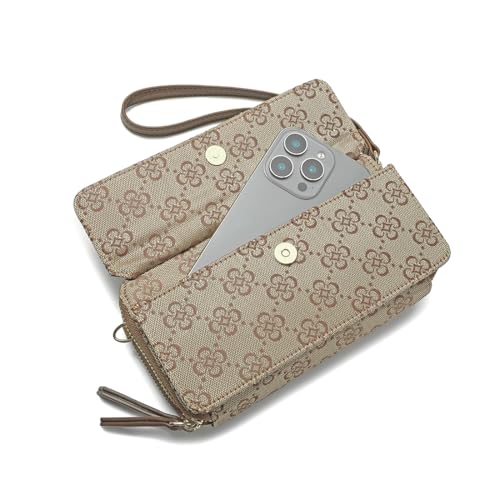 Image of Lanyani RFID Crossbody Wallet Wristlet Purse with Phone Pocket For Women Vegan Leather