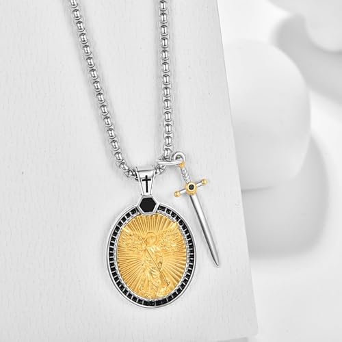 925 Sterling Silver Saint Religious Necklace for Men Women Amulet Jewelry Religious Gifts for Husband Boyfriend Father Grandpa Son3