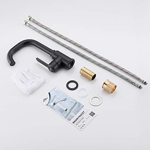 Auralum Rubinetto Bagno Lavabo Nero, Miscelatore