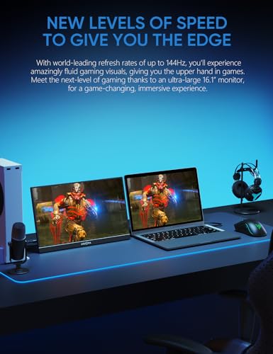 Image of ARZOPA 16.1'' 144Hz Portable Monitor with Kickstand, 106% sRGB 1920x1080P FHD HDR 144HZ Gaming Monitor, Ultra Slim - Eye Protection-External Second Screen for Laptop /PC /Mac /PS3 /4 /5 /Xbox - Z1FC