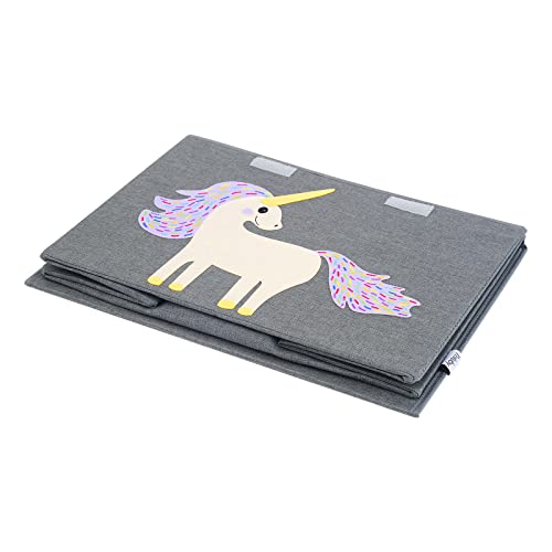 Triluby Foldable Kids Toy Chest With Lid, Baby Toy Box, Large Toy Storage Bin/Organizer/Basket/Trunk For Boys, Girls, Toddler And Baby Nursery Room (Gray Unicorn) #TOP4