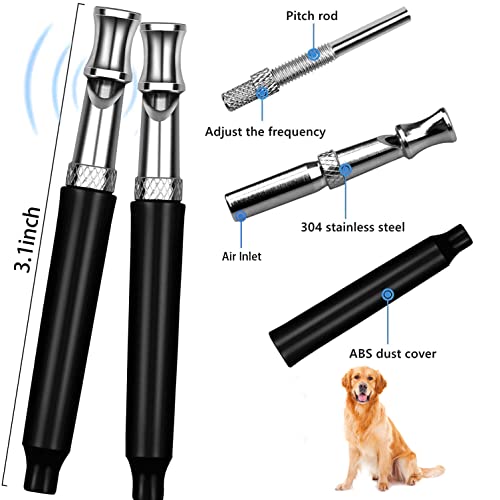 Kheddo 2 Pack Dog Whistle, Ultrasonic Stainless Steel Dog Whistle To Stop Barking Adjustable Dog Whistle With Lanyard Strap To Make Dogs Come To You Professional Dog Training & Behavior Aids For Large Dogs thumb #1