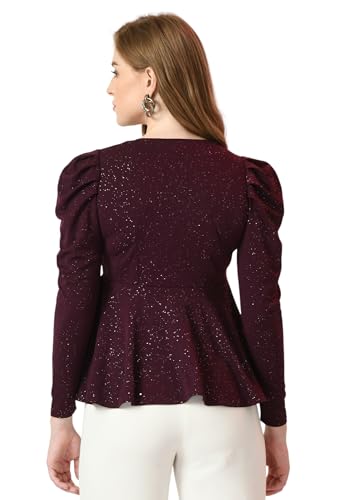 Image of IUGA Women Embellished Round Neck Puff Sleeve Top