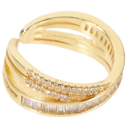 GLSTOY Gold Plated Adjustable Ring for Women Checkered Open Finger Ring Fashion Jewelry
