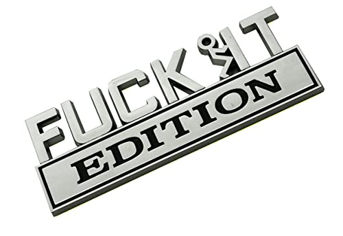 Image of 1x Fuck-IT Edition Emblem Decal Badge w F-it Guy 3D Letter Sticker 3D Fender Badge Decal Car Truck Replacement, Fit for All Cars (Chrome)