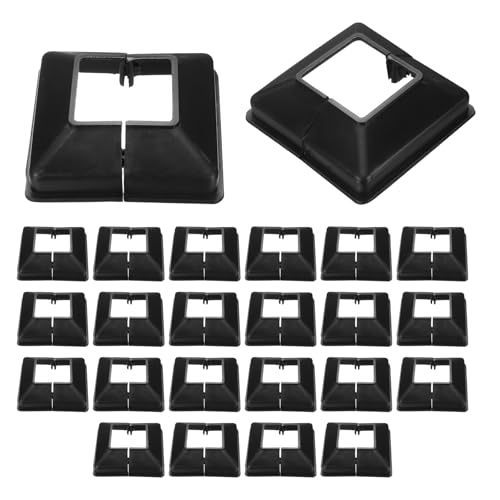 uxcell 24Pcs Post Base Cover, 3.5"x3.25" (Internal Size 1.5"x1.5") PVC Split Style Post Skirt, Porch Column Wrap for Post Fence Deck Cable Railing Baluster Stair Rails, Black