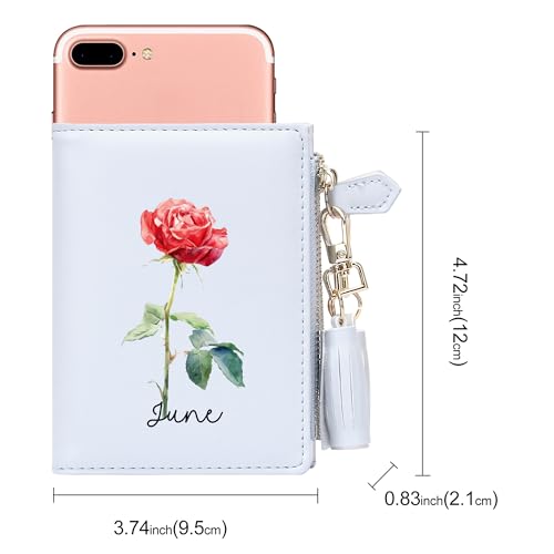 ZRTARY Customized Birthday Flowers Wallets for Women,Birthday Gift, Holiday Gift for Family and Friends, Valentine's Day Gift for Mom, Wife 0470f2
