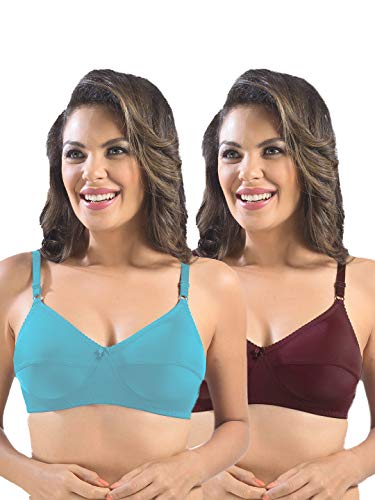 Image of SONARI Womens Cotton Everyday Bra | Non Padded, Wire Free, Comfortable Bra with Seamed Cups | Medium Coverage, Hook and Eye Closure for Everyday Wear | Adjustable Strap for a Customized Fit - Loreal