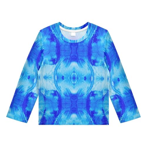 Blue Ink Blot Rash Guard Shirt for Boys Sun Protection Shirt for Kids Toddlers UPF50+ 5-6T
