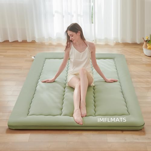 imflmats Japanese Floor Mattress Futon Mattress Twin Size (39"x80") Foldable Tatami Mattress Portable Roll Up Sleeping Pad for Adults,Guest Bed,Dormitory,Camping,Green B
