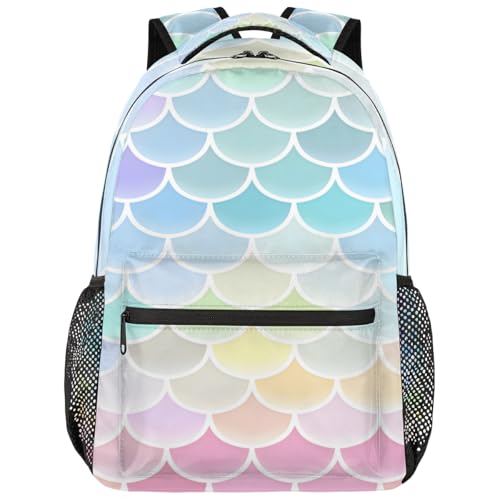Mochila de escamas de colores ligera para evitar dolor de espalda en viajes 4