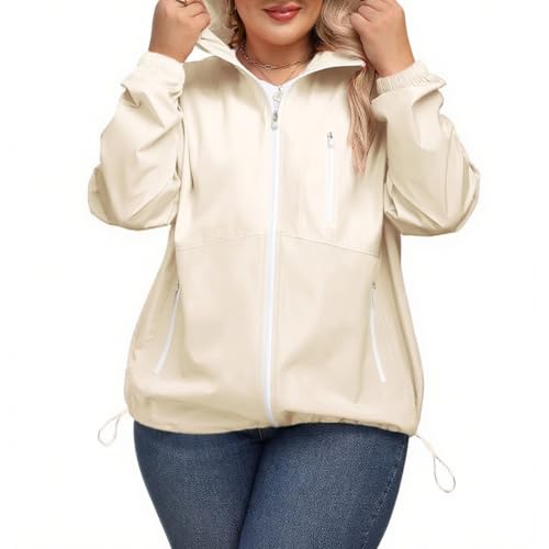 Chaqueta de lluvia para mujer cortavientos ligera con ajuste ajustado 6