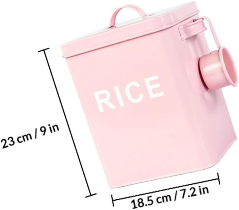 Pet Food Storage Container Cat Food Barrel Pink Sealed Steel Grain Bin with Measuring Cup Moisture-proof Household Rice Storage for Cats and Dogs