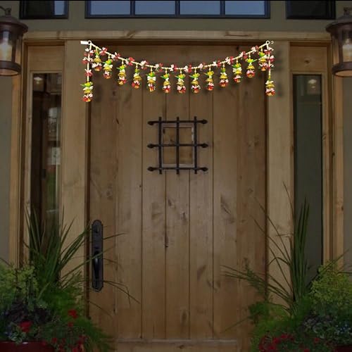 Image of iHandikart Decorative Parrot & Floral Toran for Main Door | 40 Inch, Traditional Bandarwal for Home Entrance & Diwali Decoration Item, Perfect for Diwali & Festive Home Decor and Entrance Decor