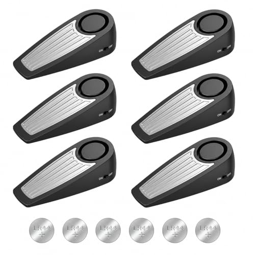ANKOSHUN Door Stoppers Alarm Security, 120dB Security Alarm, Hotel Door Alarm, Door Stoppers for Bottom of Door, for Travel, Hotel, Apartment, College Dorm Room, Airbnb Stays, Black, 6 Pack