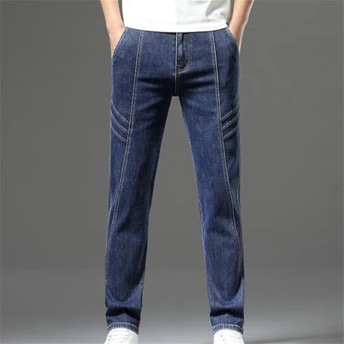 Men's High Waist Printed Jeans Loose Fit Straight Leg Stretch Denim Trousers Plus Size Casual Style2