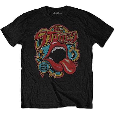Rolling Stones Men's Retro 70's Vibe Vintage T-Shirt Medium Black Cover