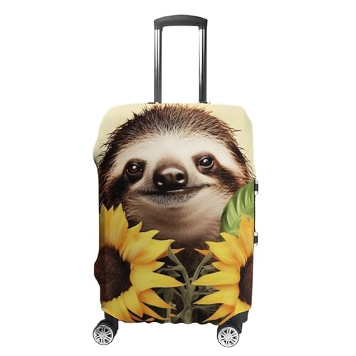 Sloth Sunflower Suitcase Covers Luggage Protector - Travel Elastic Baggage Case Protective, Washable Anti-scratch Large Suit Case Cover for Suitcases Fits 19-32 Inch Luggages L